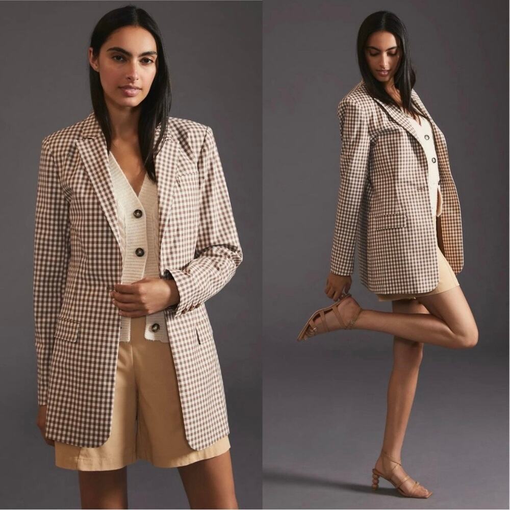 Favorite Daughter The Break-Up Blazer in Brown Check Gingham Size Small